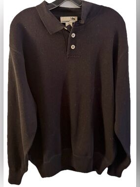 I levrieri black long sleeve polo shirt merino‎ wool medium vintage